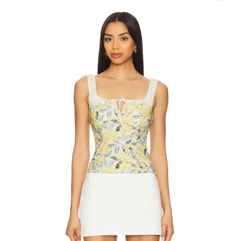 Floral Yellow and White Tank Top